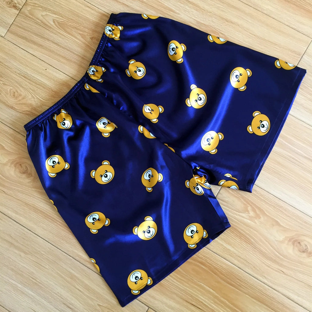 Men's silk ice casual home shorts in black, available in sizes L XXXL