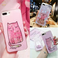 Four glittery cat design phone cases for iPhone models 6 through to X on a white background.