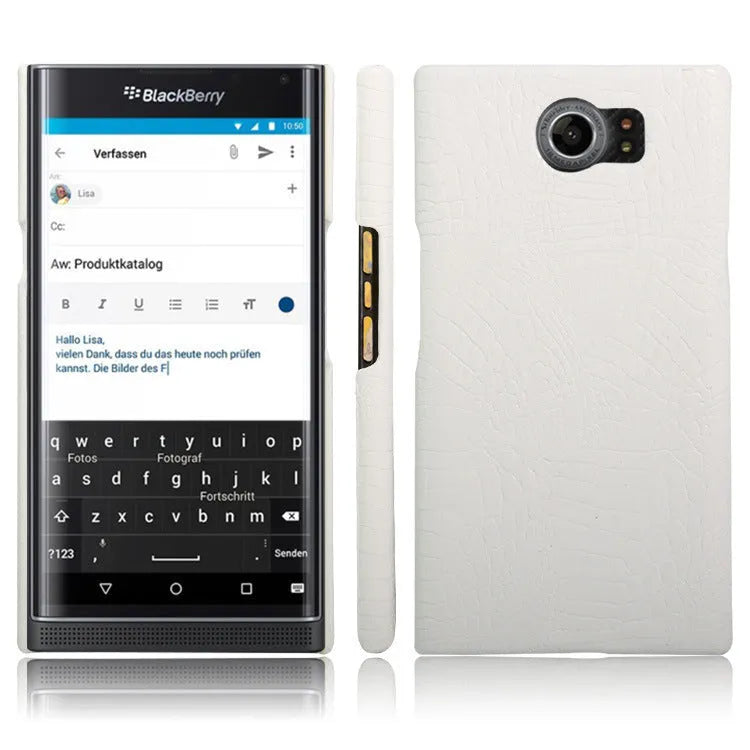 Black leather phone case for BlackBerry Key2 with PC and leather back cover and oil edge finish