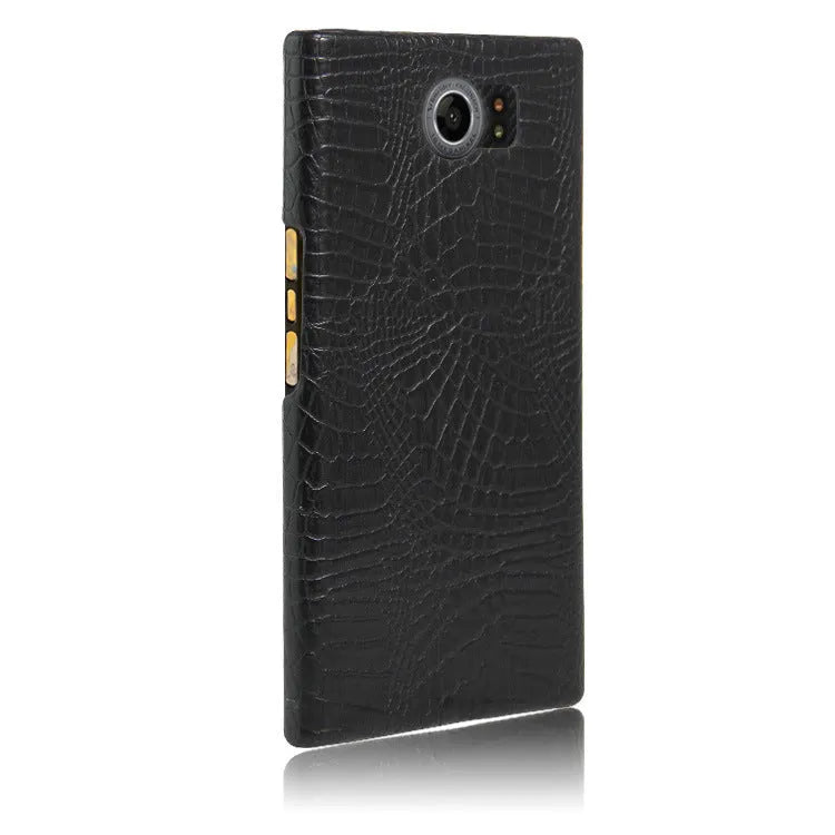 Black leather phone case for BlackBerry Key2 with PC and leather back cover and oil edge finish