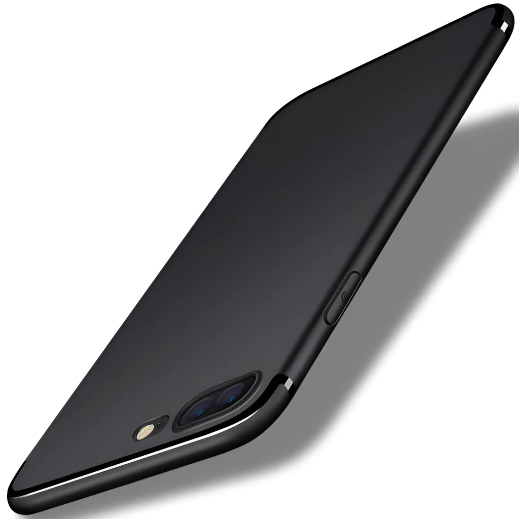 TPU silicone mobile phone case for Apple iPhone models showing black, blue, red and white colour options