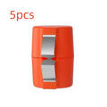 Colourful egg shell opener and beater kitchen tool made of stainless steel and plastic on a kitchen counter.