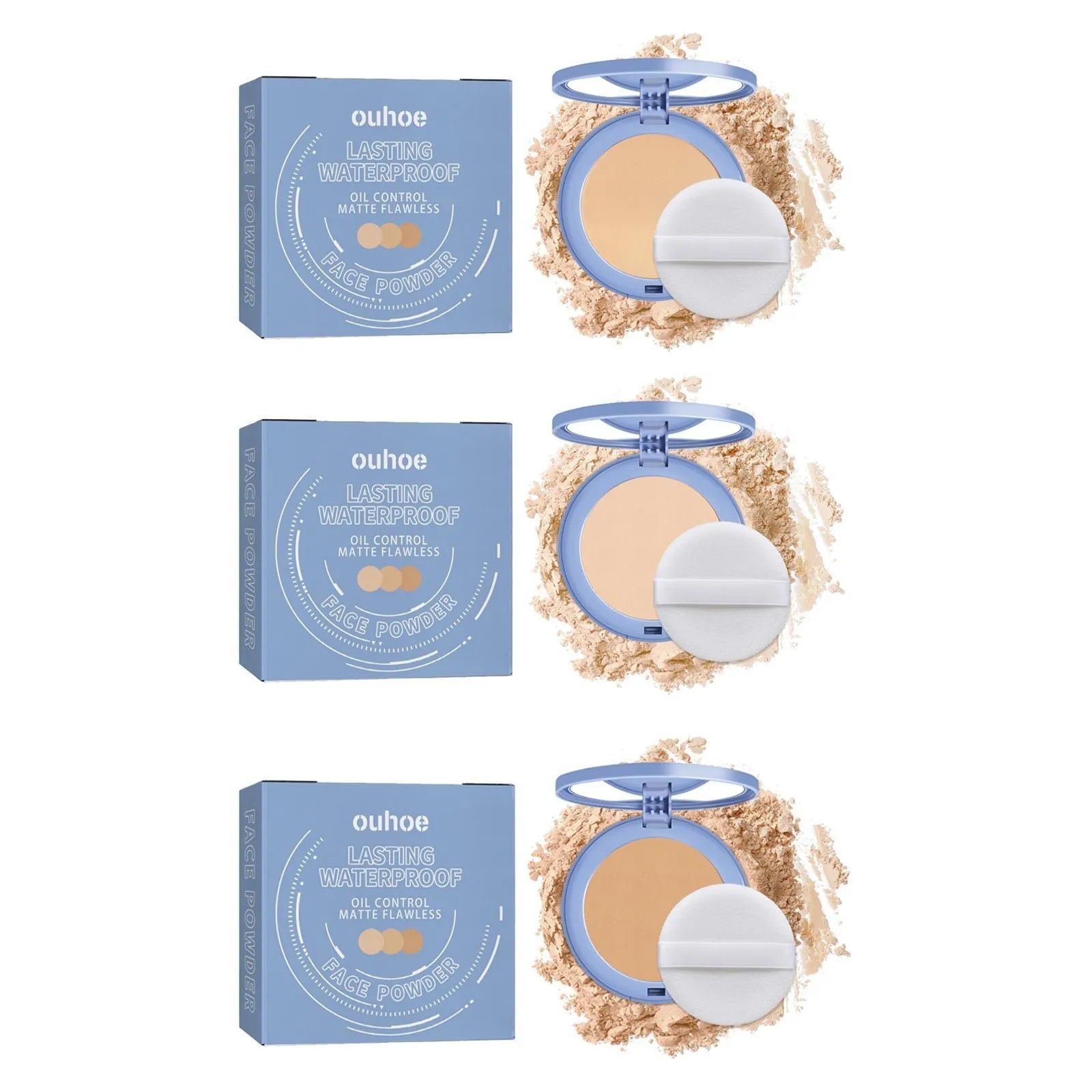 8g loose finishing powder compact in natural beige, pure beige and classic ivory colours