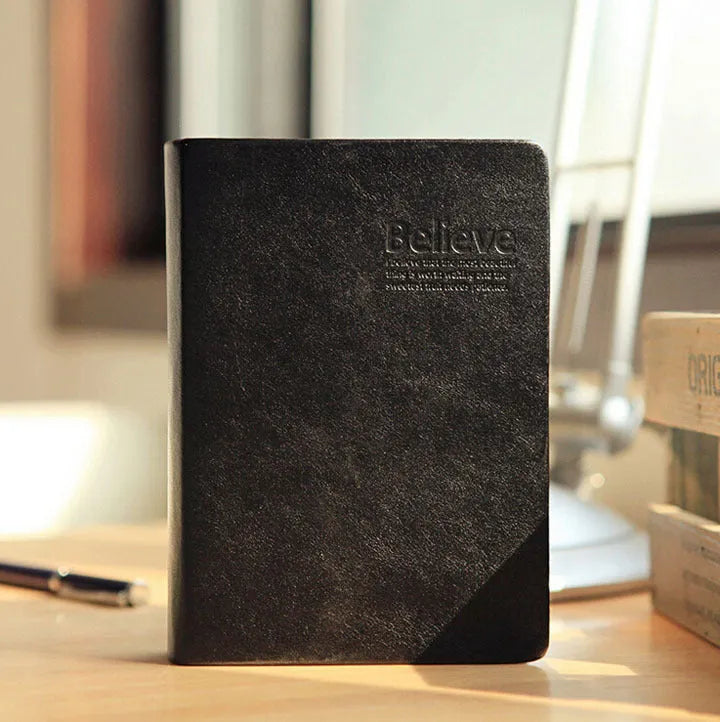 Large thick leather Phnom Penh notebook, 17 x 12 cm, 480 pages, Gold or White cover