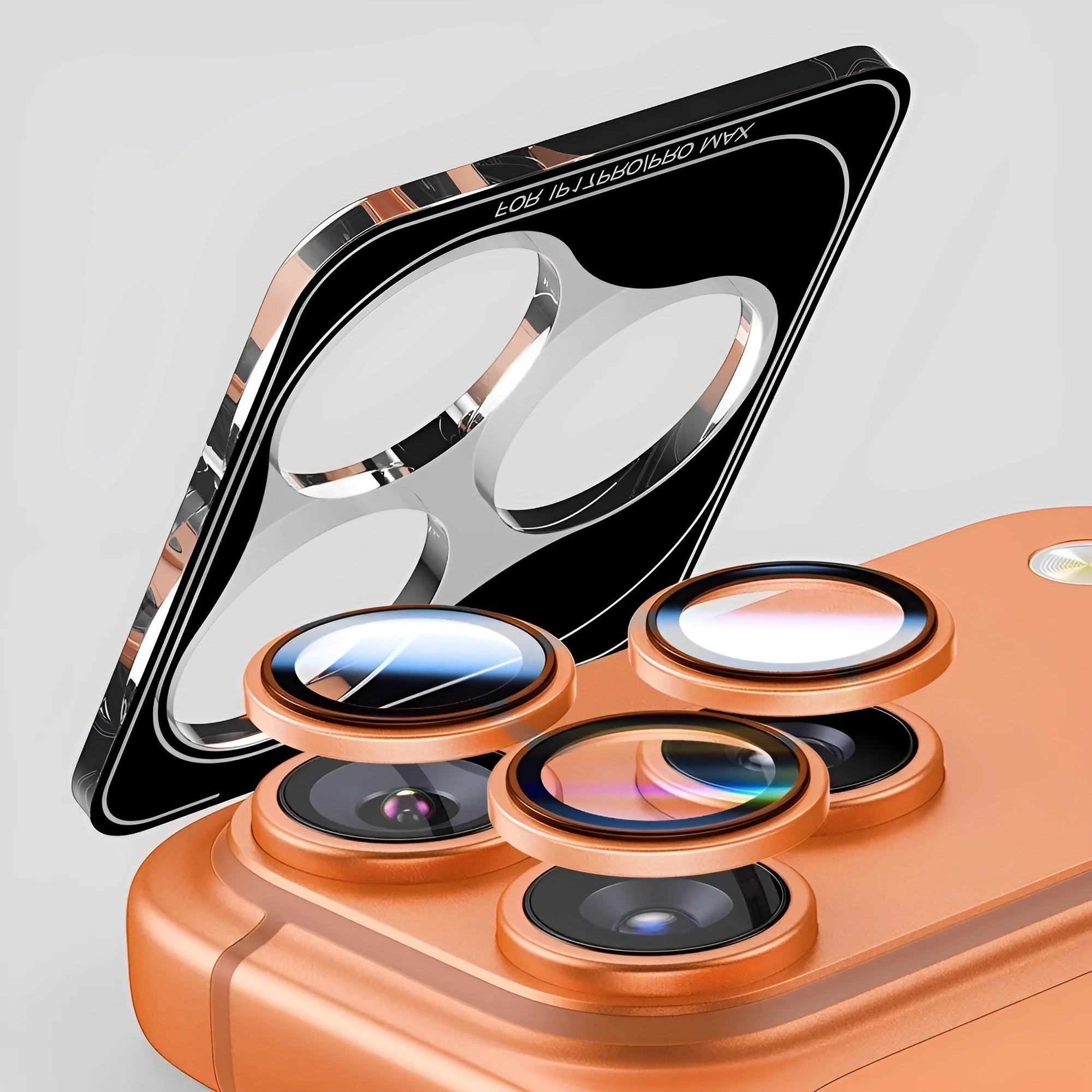17ProMax Eagle Eye rear camera tempered glass protector in Titanium Black finish