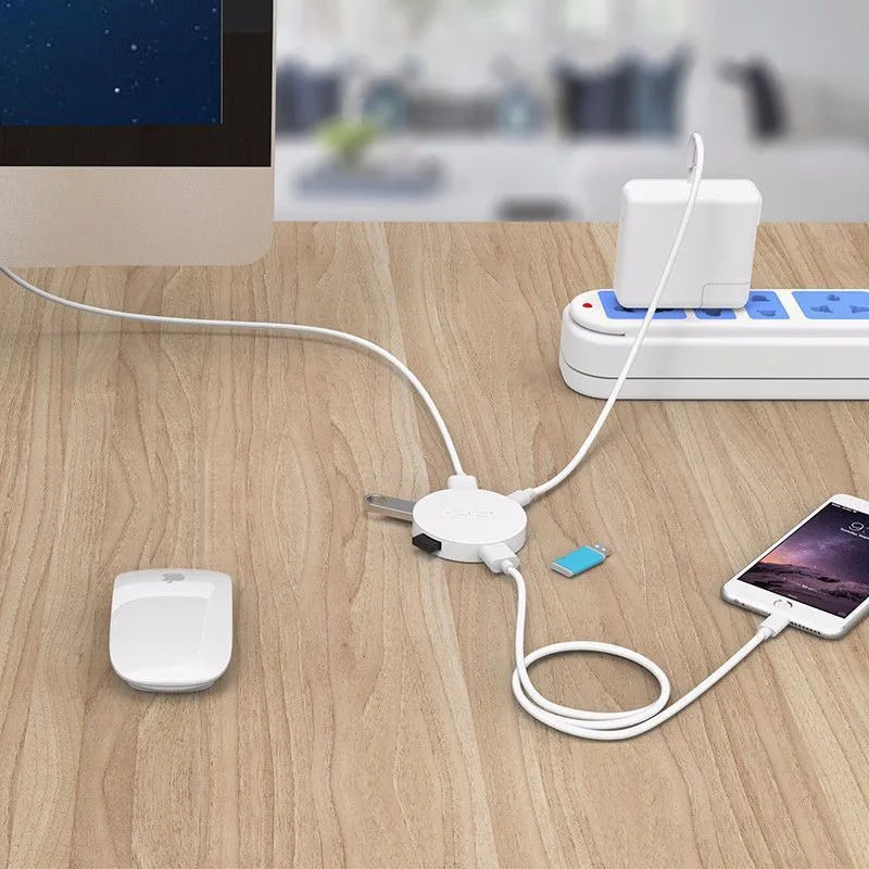 ORICO HA4U-U3 USB3.0 splitter, four-port Type-A hub, 60x60x12mm ABS body, black or white