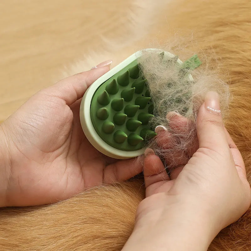 Soft silicone pet hair remover massage brush for dogs with ABS handle in four colour options