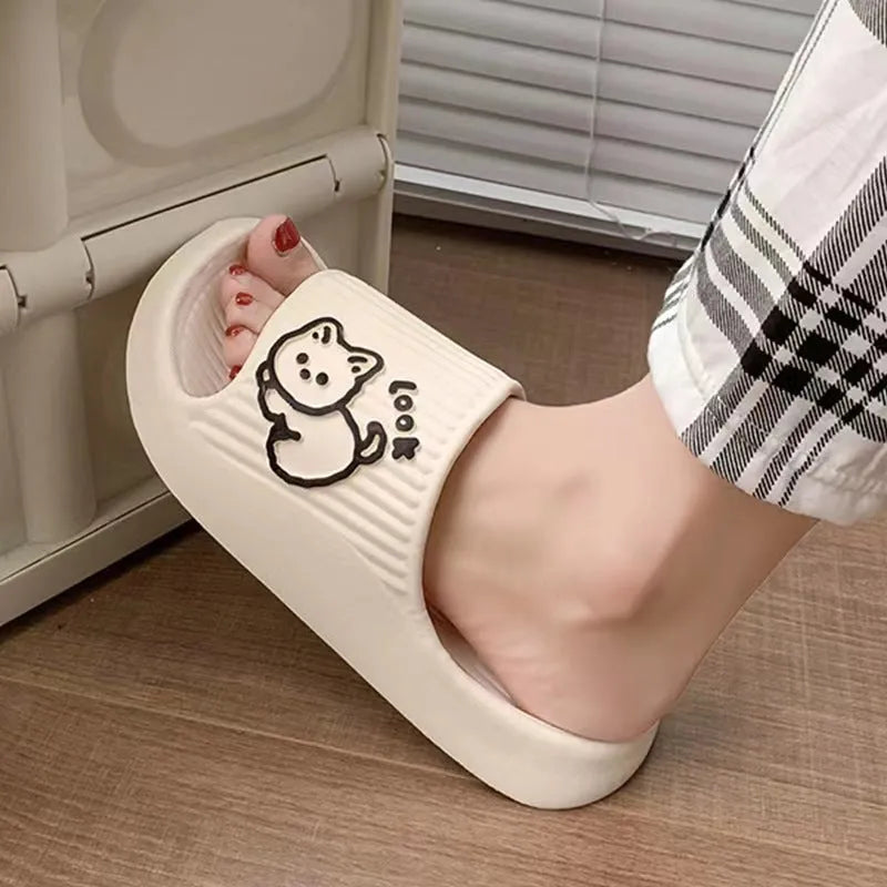 Women's cat slippers with thick EVA platform sole in multiple colour options