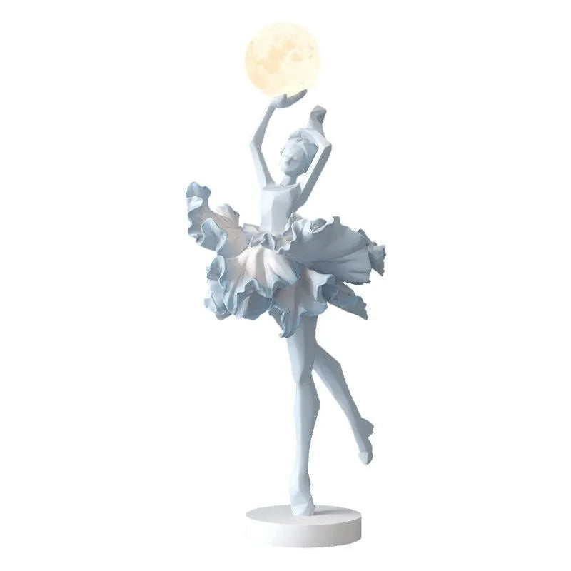 Modern art girl style resin night light with USB charging cable in black gold colour.