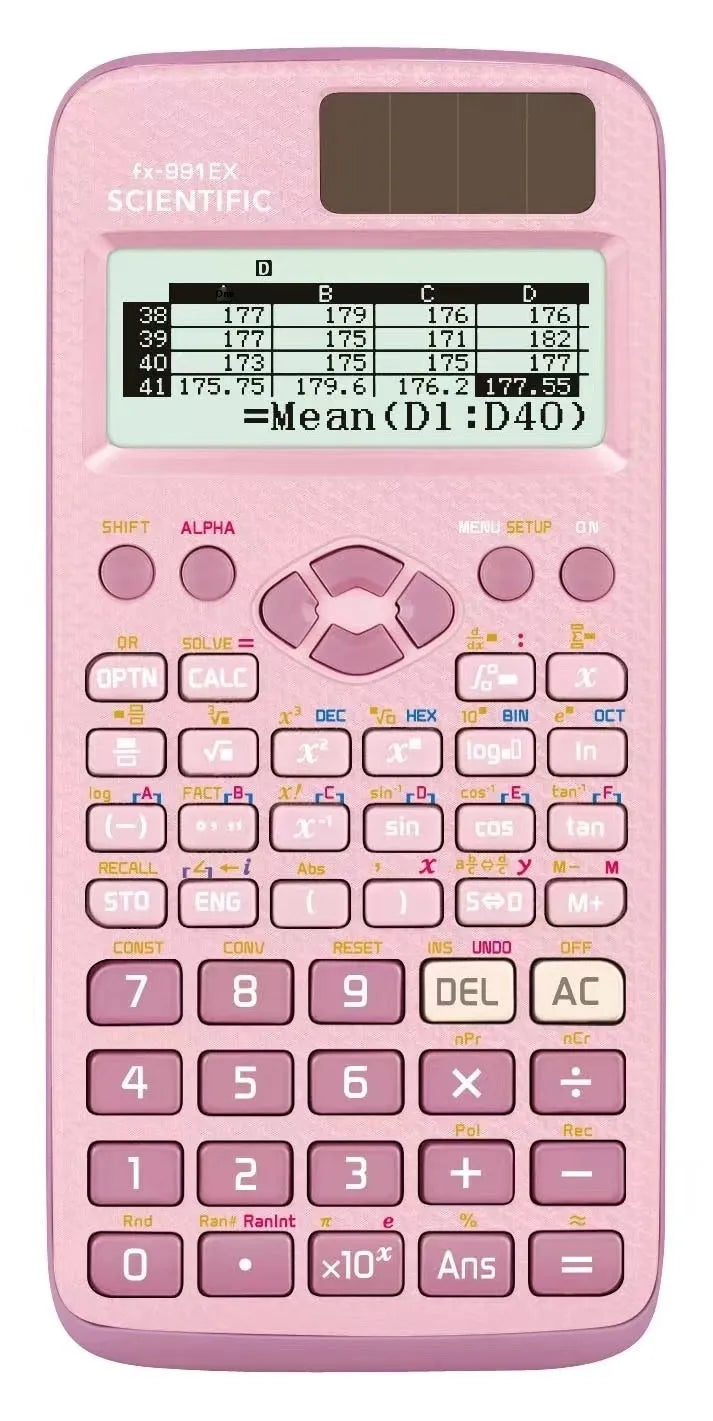 Casio fx-991EX scientific calculator in black, showing high-resolution display with complex formula.