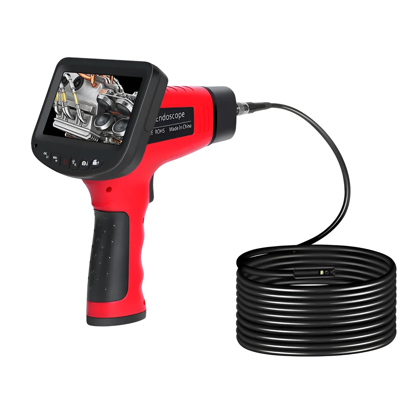 8.5mm dual lens endoscope inspection camera with flexible snake pipeline and memory card.