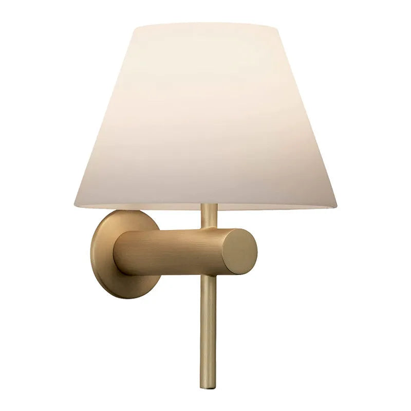 Modern minimalist fabric shade wall lamp in chrome or copper, 220V, wall-mounted bedside light without bulb