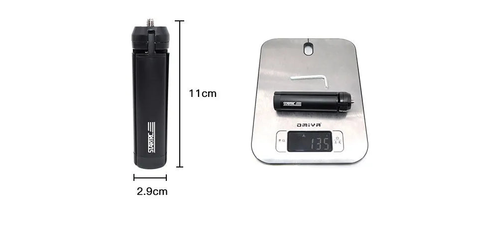 Silver aluminium bracket clip for mounting an iPhone onto a table top tripod.