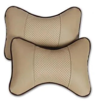 2 PCS leather car neck-rest pillow set in multi-colour, 27x18cm, for head and neck support