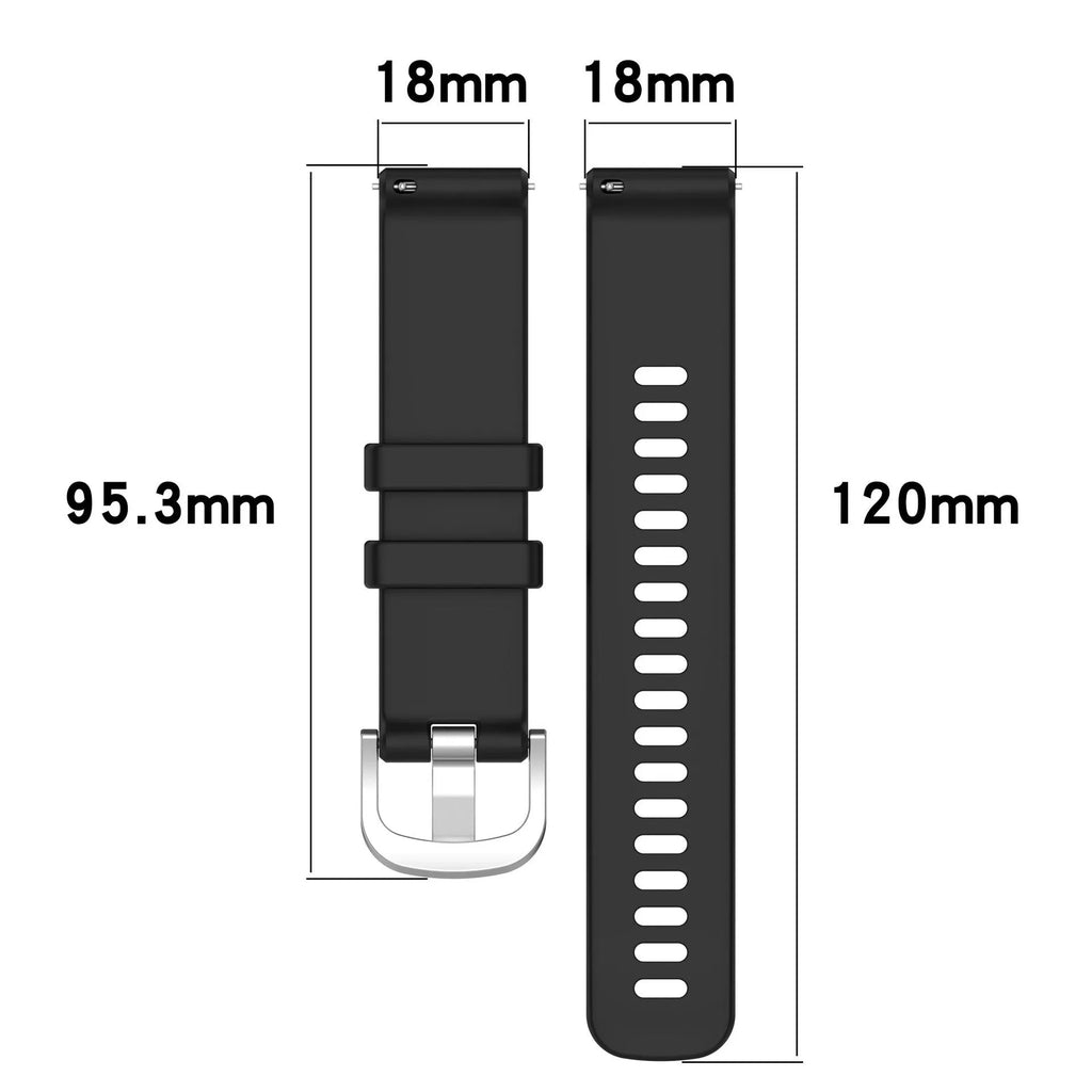 Jiaming watch silicone sports strap in glossy finish showing colour and width options