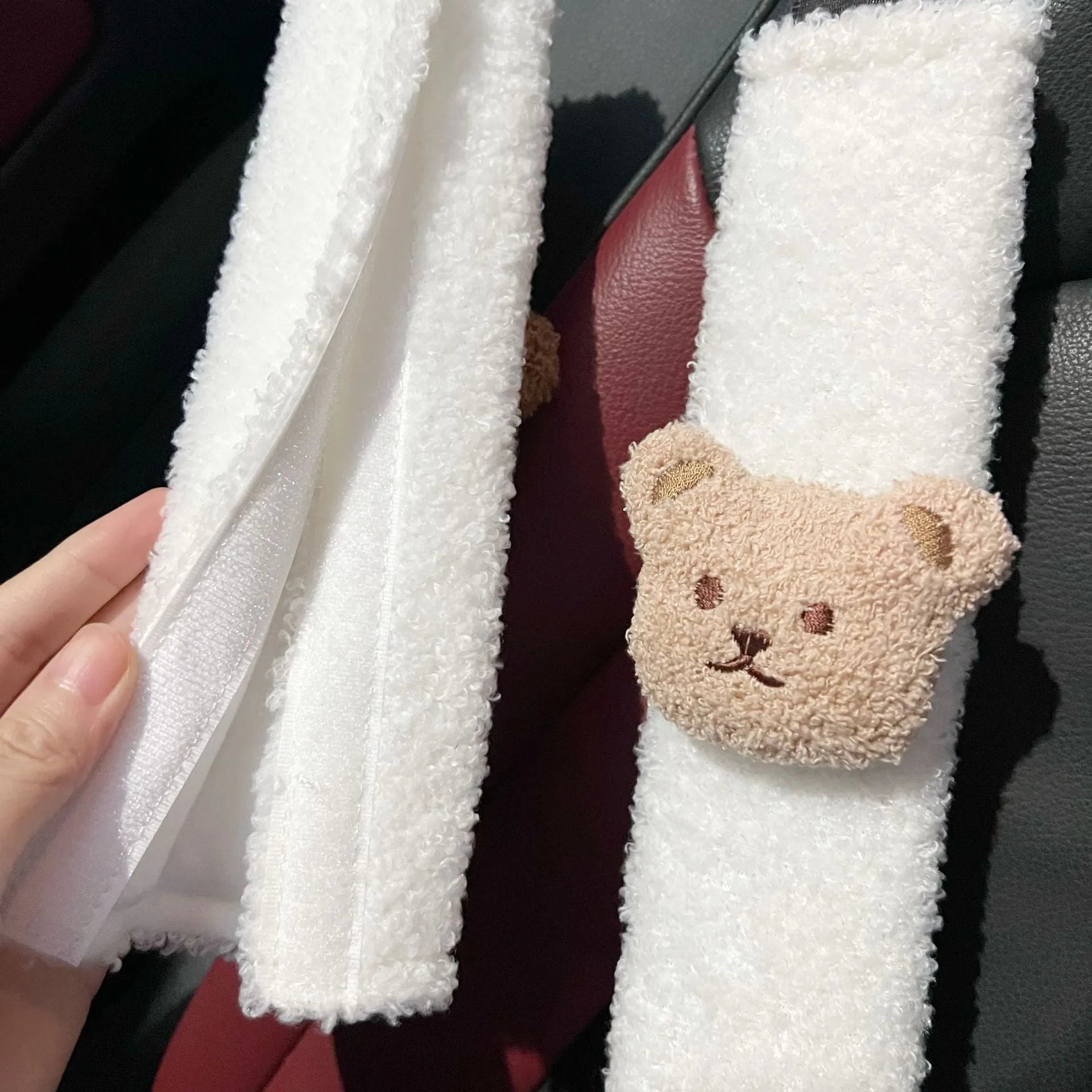 Cartoon bear design plush sleeve cover for child car seat belt shoulder strap