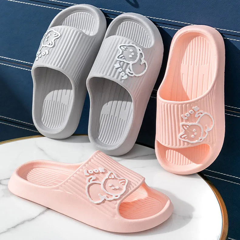 Women's cat slippers with thick EVA platform sole in multiple colour options