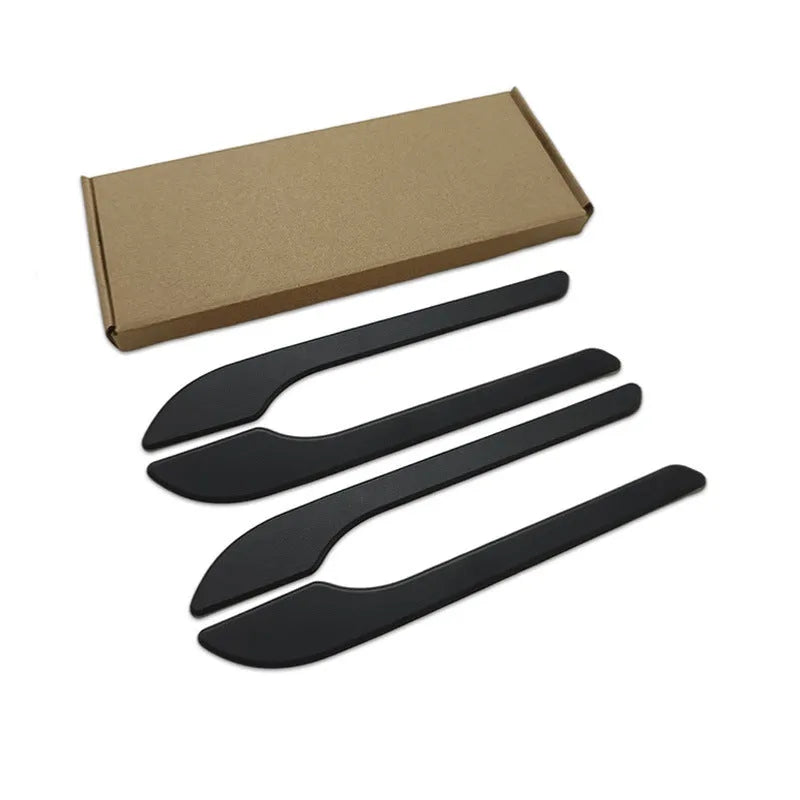 Set of four ABS door handle protection patches for Tesla Model 3 and Model Y, 21.1cm x 3cm, in carbon fiber or solid colours
