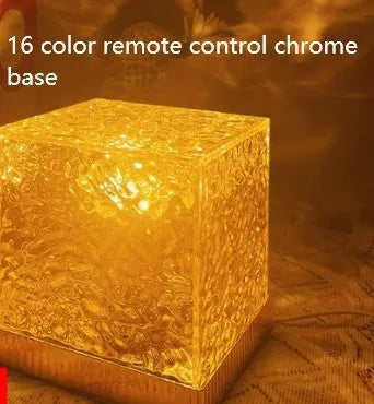 Remote control water ripple LED table lamp with USB cable and crystal projection element