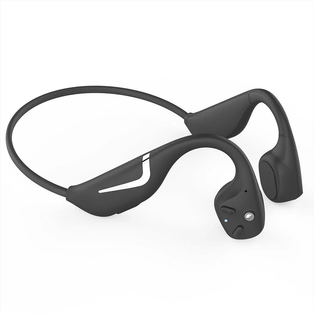 Bone conduction wireless sports headset with RGB lamp, IPX7 waterproof, Bluetooth 5.3, 34g, black or grey orange