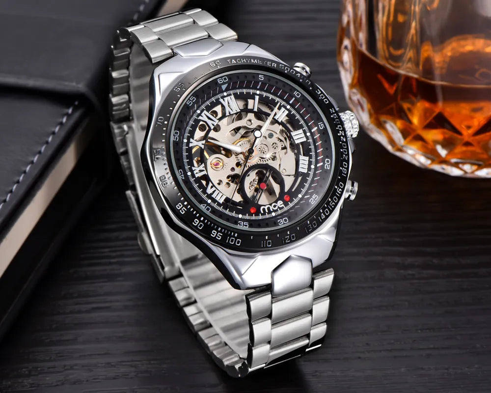 MCE men's mechanical watch with explosion-proof case in four colour variations