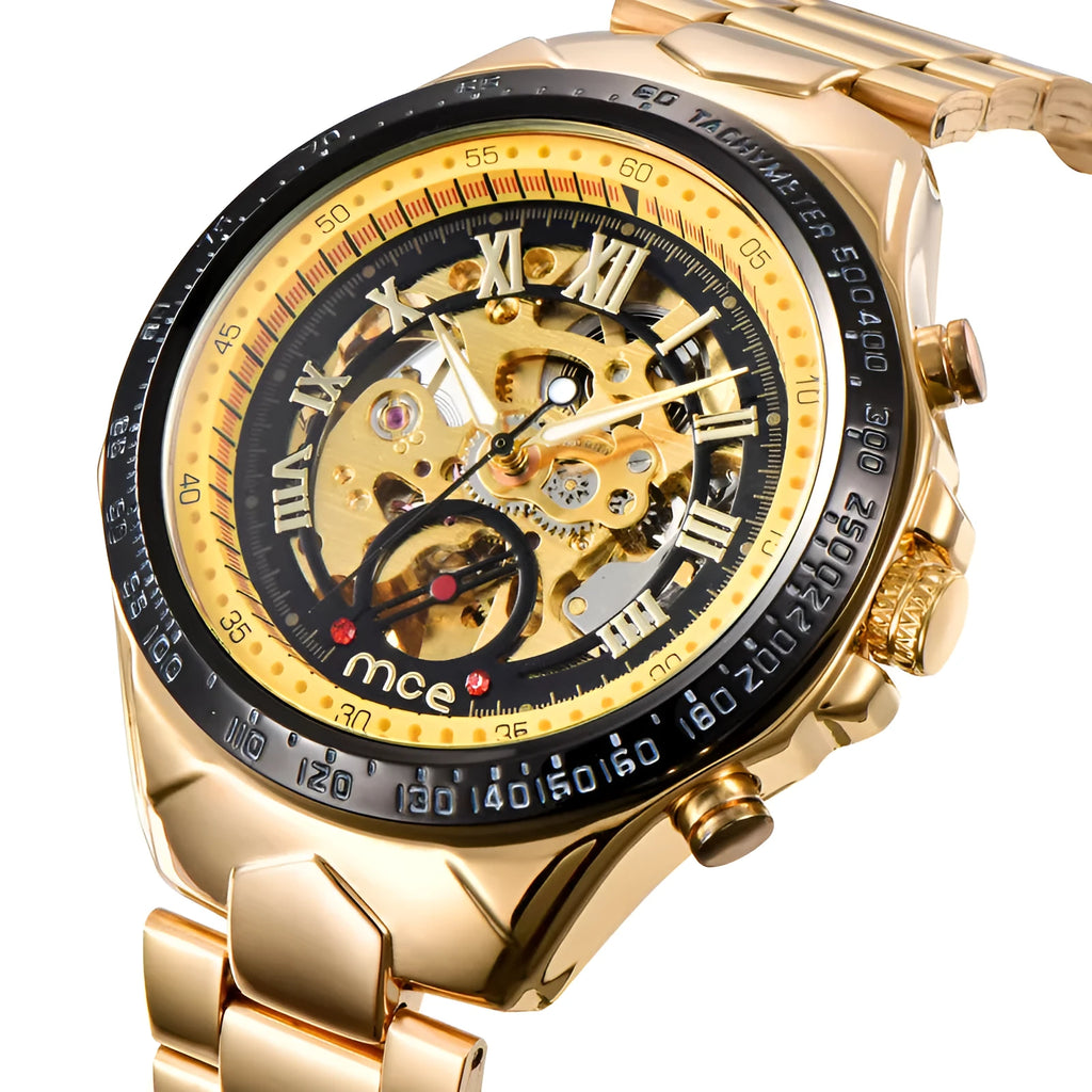 MCE men's mechanical watch with explosion-proof case in four colour variations