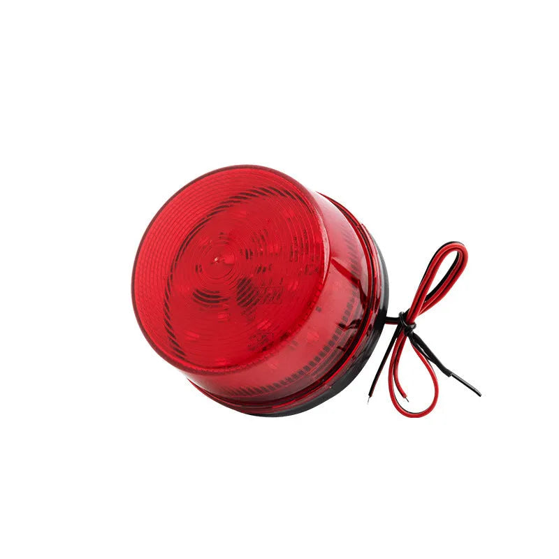 Small red 24v warning and alarm light with siren, 73mm diameter, on a white base.