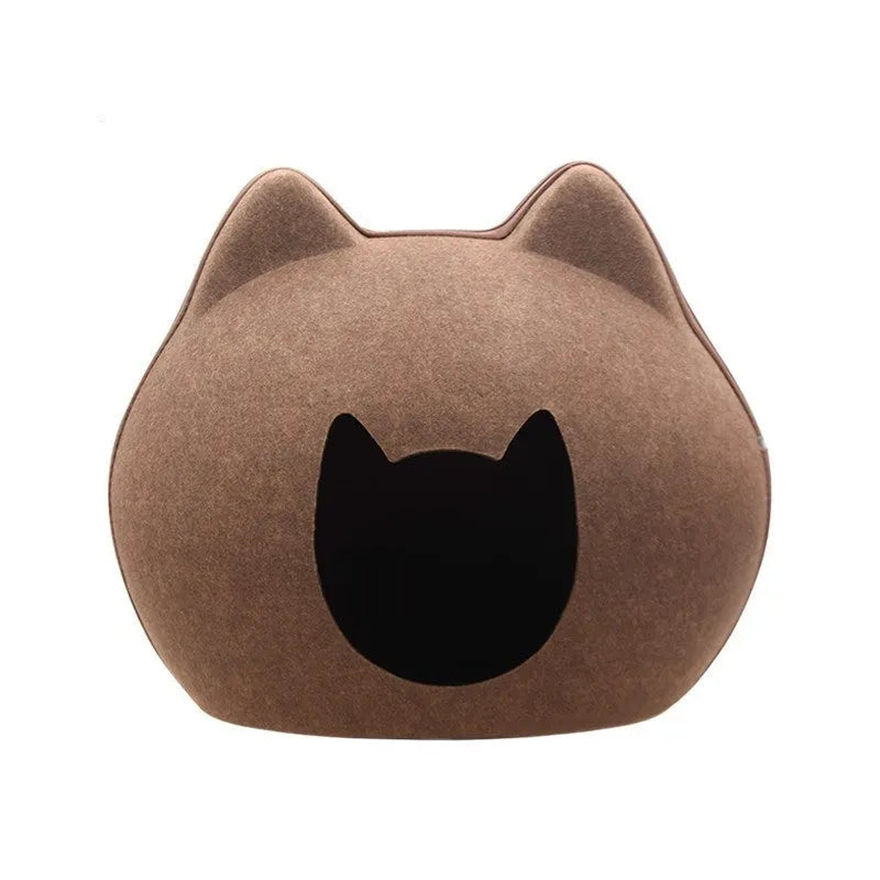 Felt cat litter enclosure in grey, 54x38x45cm, with open entrance for indoor use