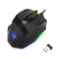 Black Redragon M801P dual-mode wireless and wired gaming mouse with multiple side buttons.