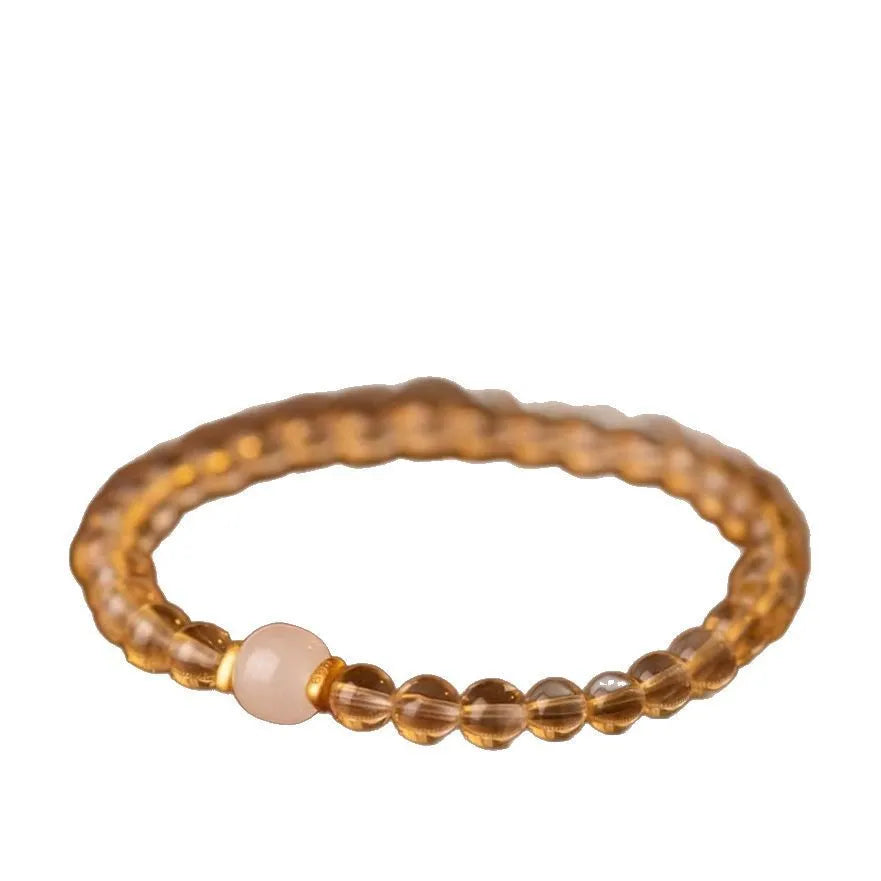 Putuo natural rutilated quartz bracelet with Brazilian crystals and Hetian jade accents