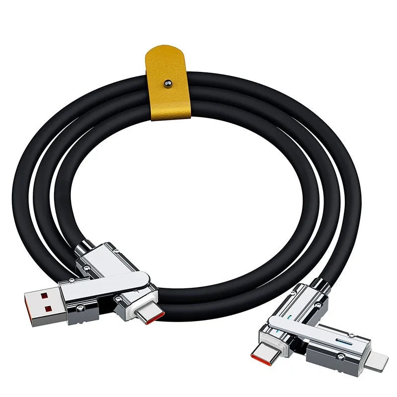 Fast charge mobile phone cable with zinc alloy connectors in orange, 1 metre length