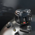 Wireless Bluetooth gaming headset with transparent charging case in black colour