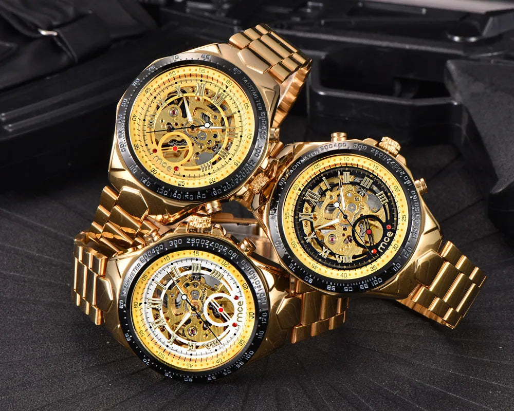 MCE men's mechanical watch with explosion-proof case in four colour variations