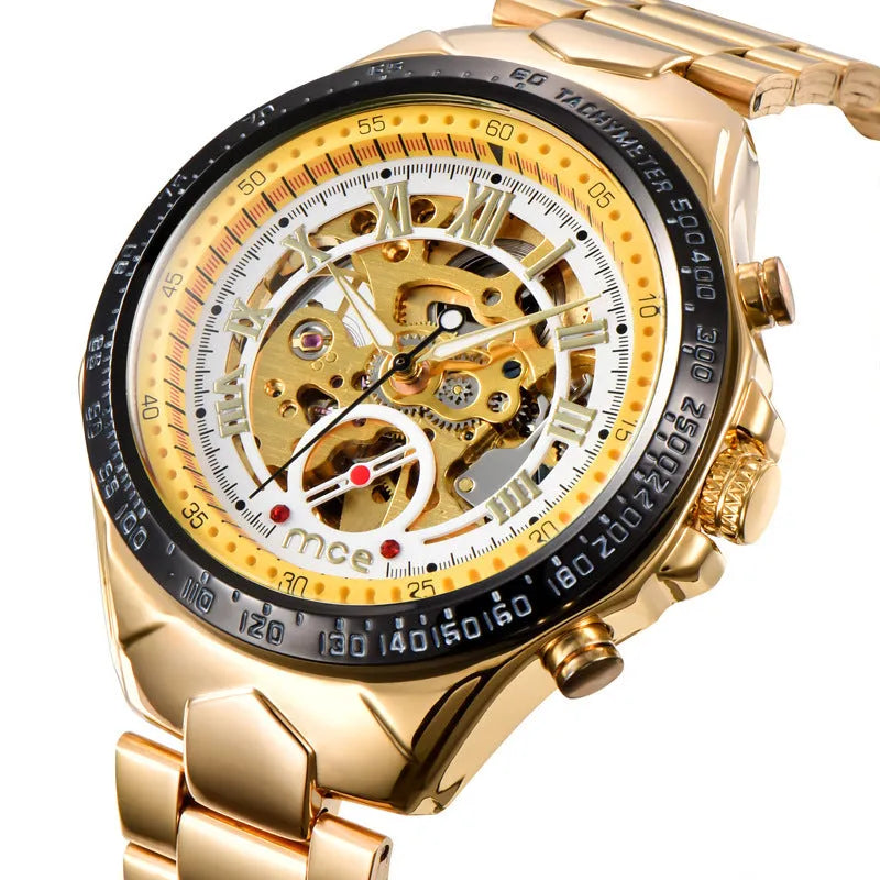 MCE men's mechanical watch with explosion-proof case in four colour variations