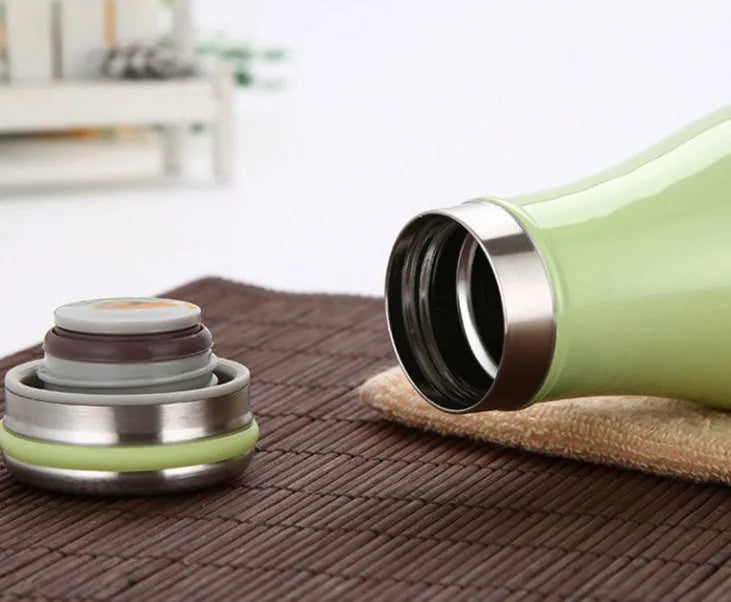 Milk vacuum water bottle 304 stainless steel insulated 500ml 24cm x 7cm with leak-proof lid, colour coffee