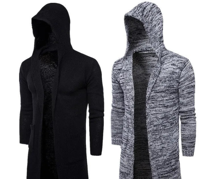 New fashion mens cardigan sweater in wool blend, available in black and gray, Asian sizes L-XXL