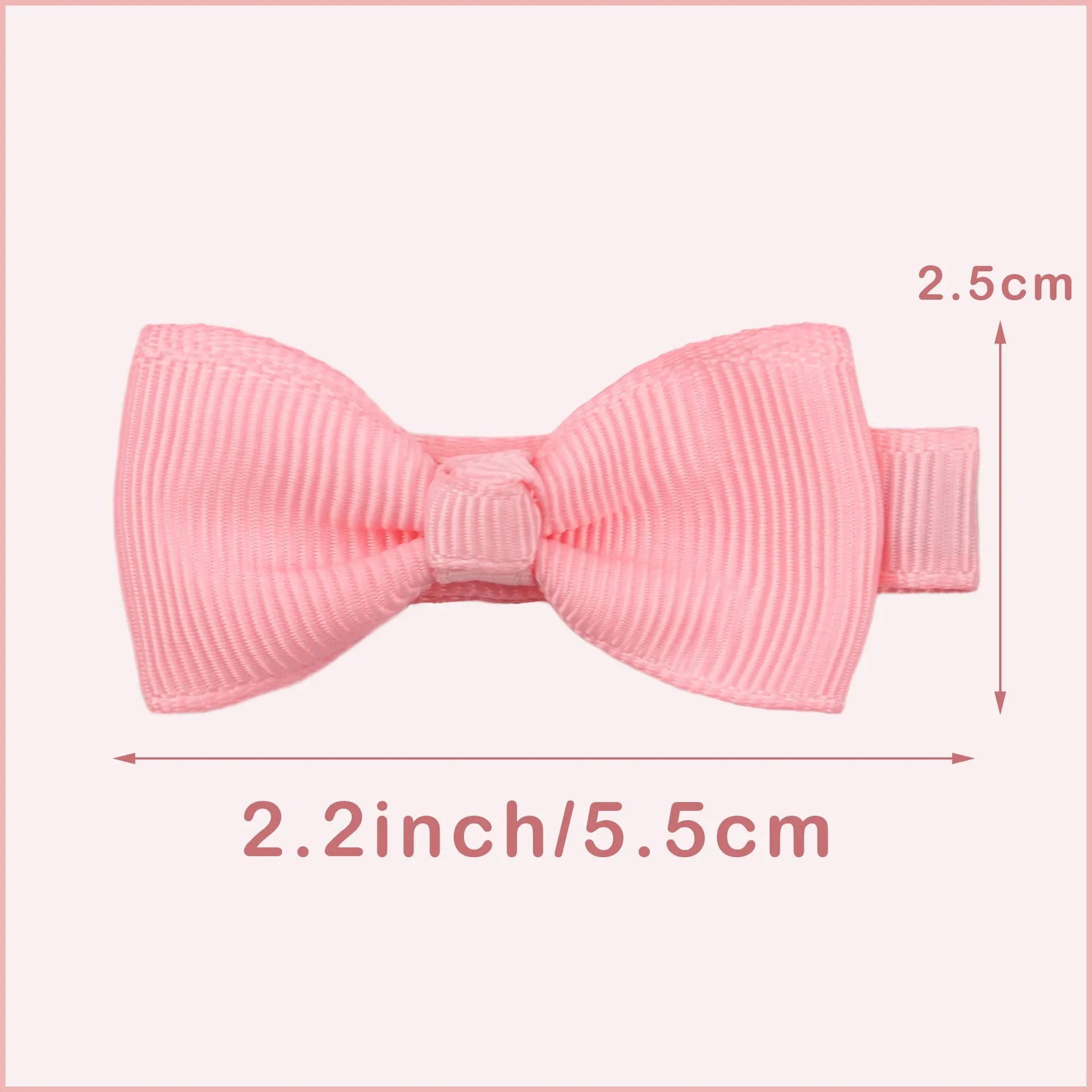 Pastel coloured baby hair clips and bows arranged by colour with non-slip lined interiors visible