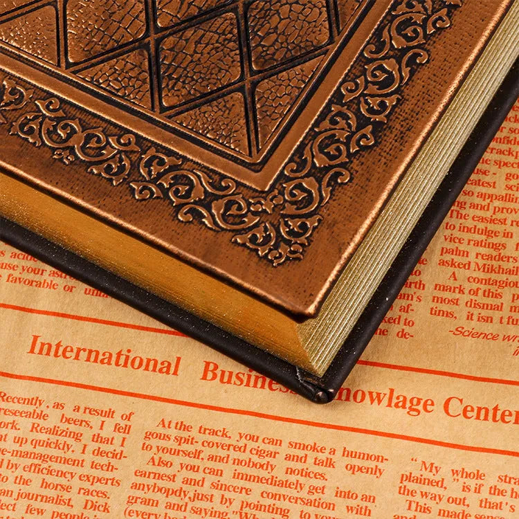 Imitation leather notebook in black gold colour with sketch paper pages, compact 12.3x17cm size