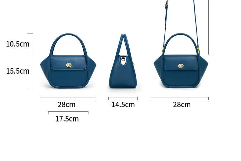 Women's leather wing tote bag in cow leather with buckle detail and cross-body strap