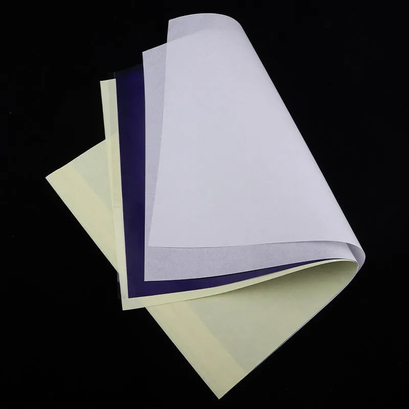 Pack of A4 quadruple copy tattoo transfer paper with transfer paste gel for stencil creation.