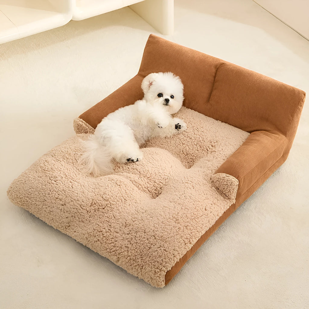 Removable cover pet bed in three sizes for small and medium dogs and cats with non-slip bottom