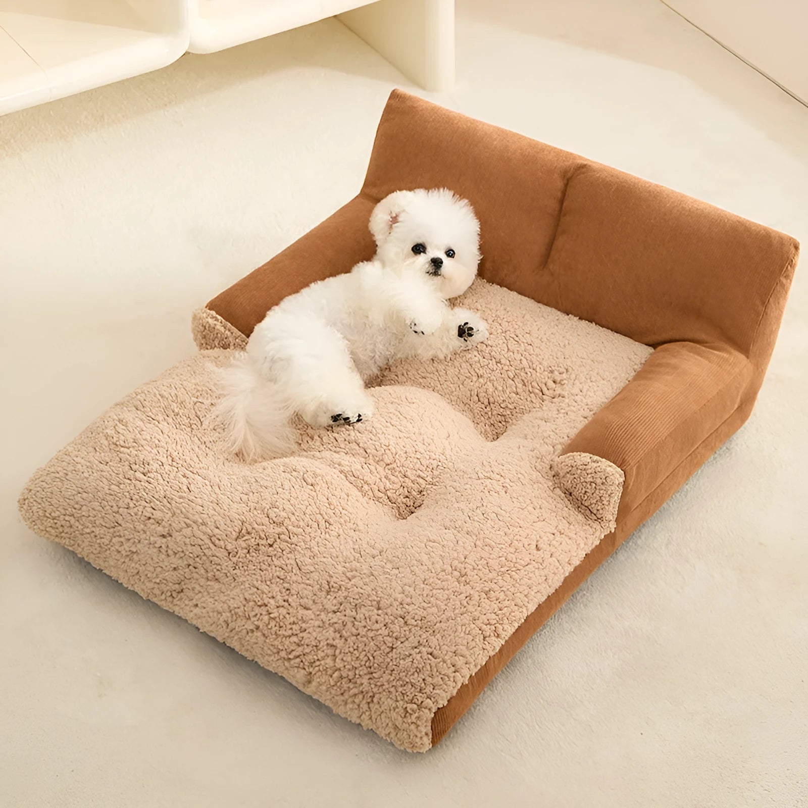Removable cover pet bed in three sizes for small and medium dogs and cats with non-slip bottom