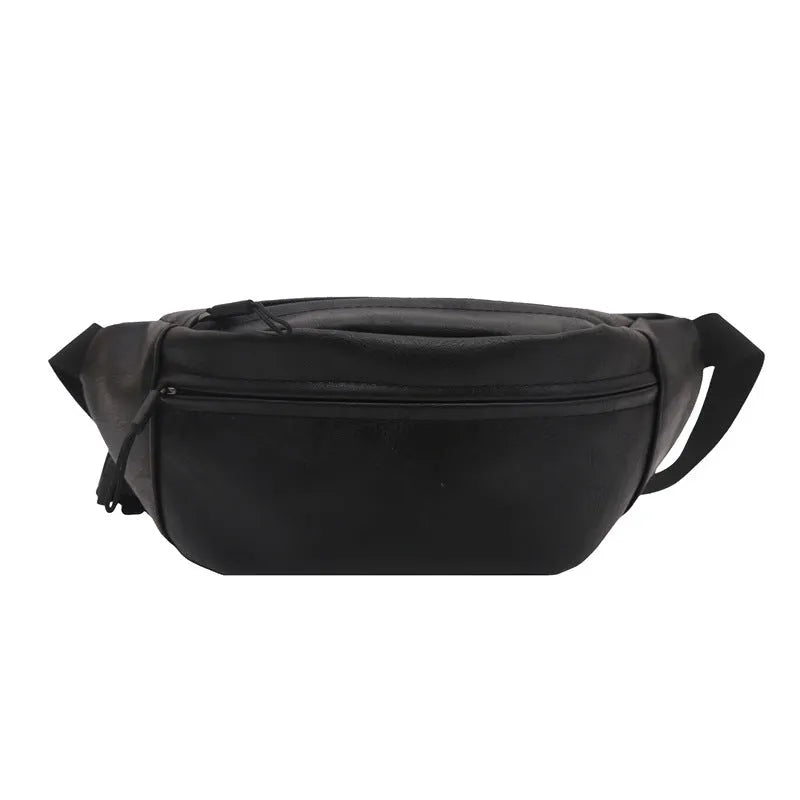 Women's all-match shoulder messenger bag in PU with stitching details, available in black and brown