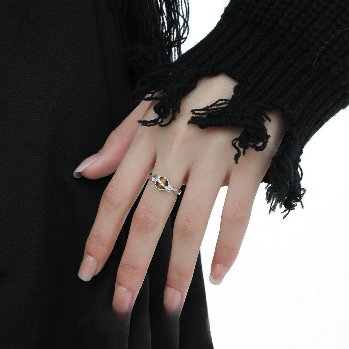 Women's Saturn design adjustable open ring in white gold colour silver