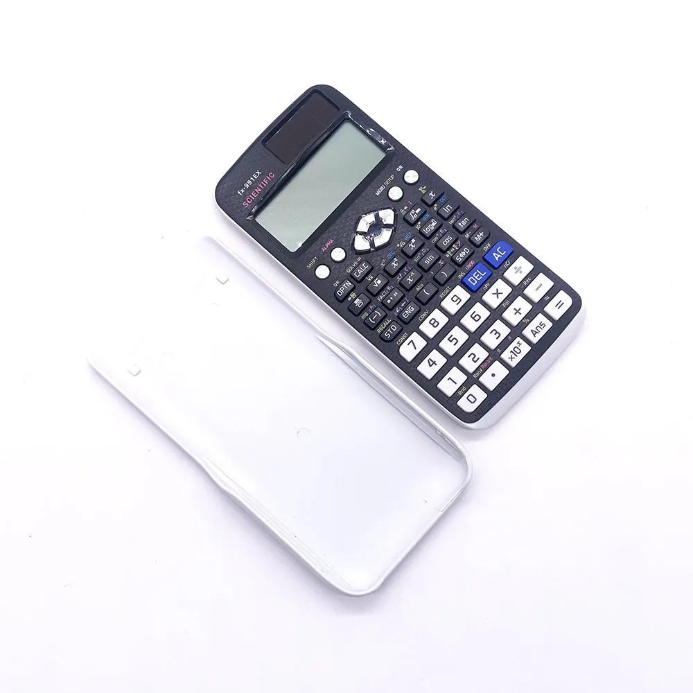 Casio fx-991EX scientific calculator in black, showing high-resolution display with complex formula.