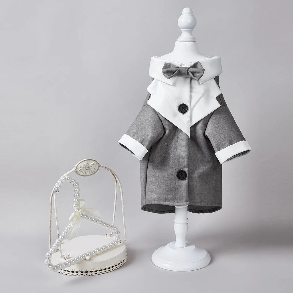 Chinese style gentleman wedding suit for dogs in polyester formal pet clothing