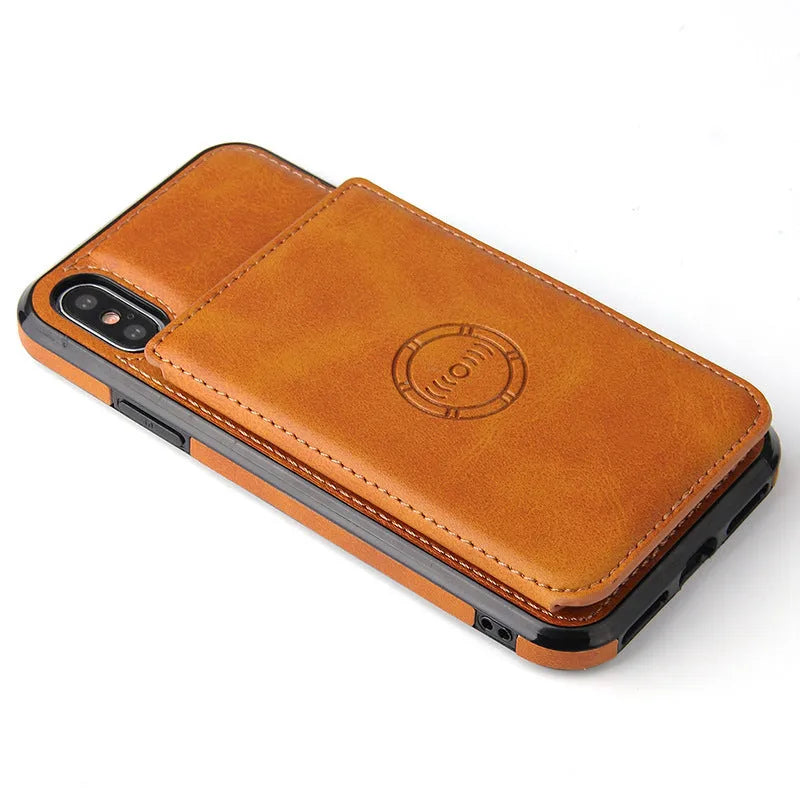 Imitation leather card wallet phone case for iPhone 11 in multiple solid colours.