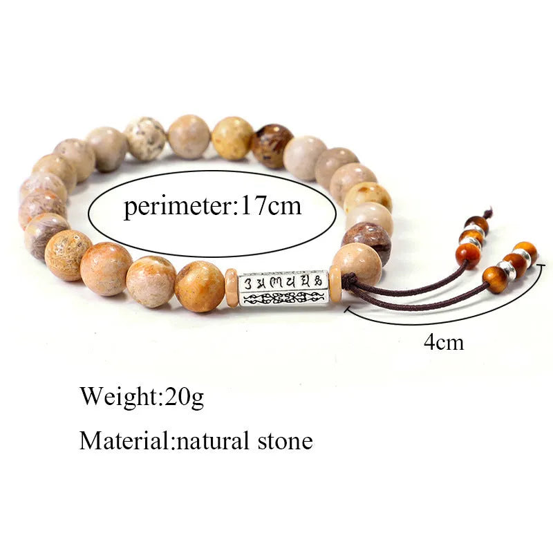 Wood colour handmade stone bead bracelet with European American retro styling
