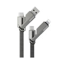 C71L 240W four-in-one fast charge data cable in Tungsten Black with zinc alloy connector and braided nylon cable