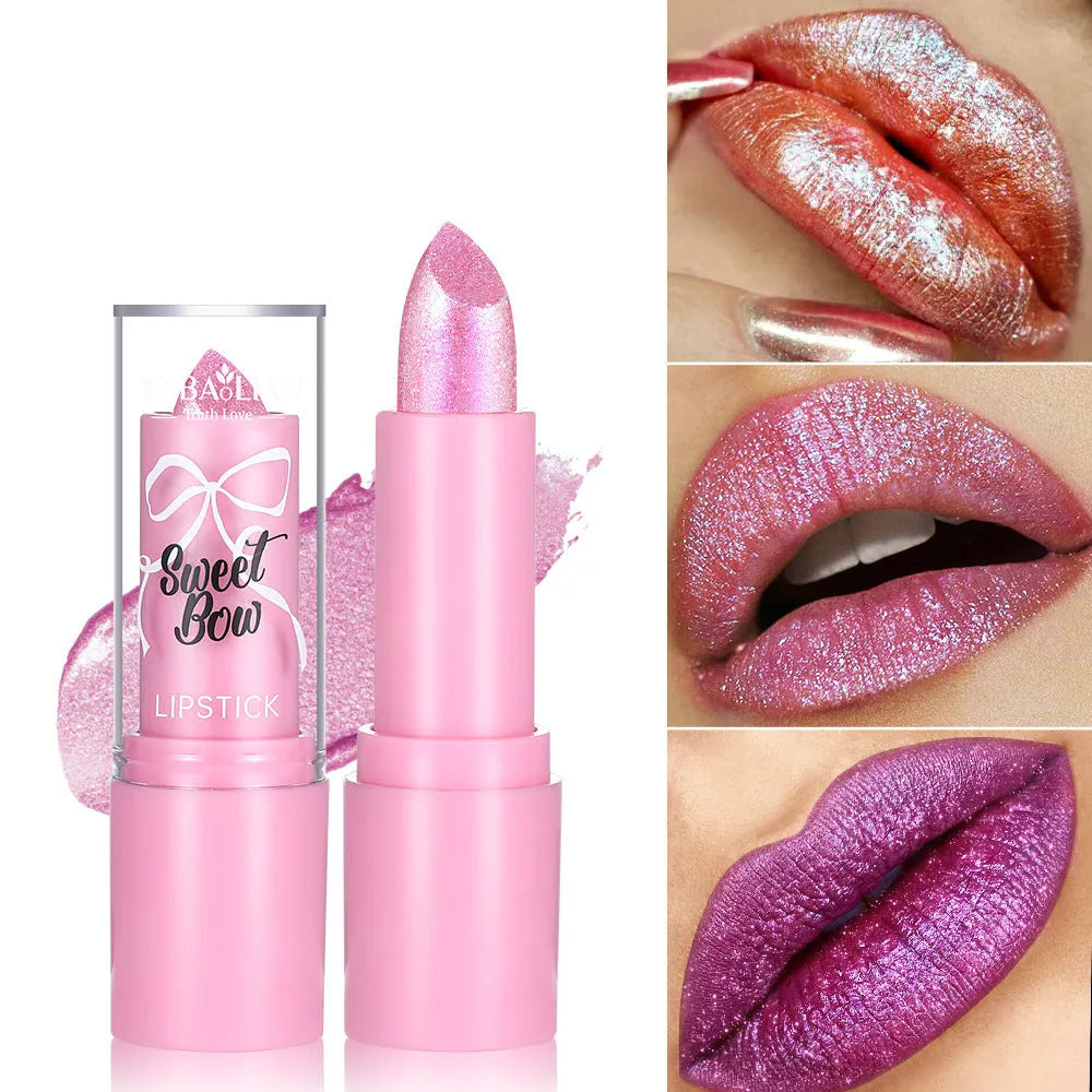 Sweetheart bow decorative diamond lipstick in Starlight Diamond series with six colour shade options